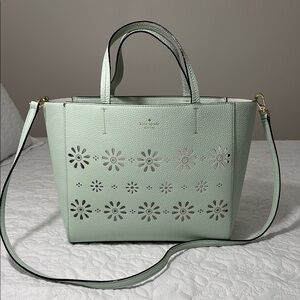 Kate Spade Mint Green Floral Cutout Tote